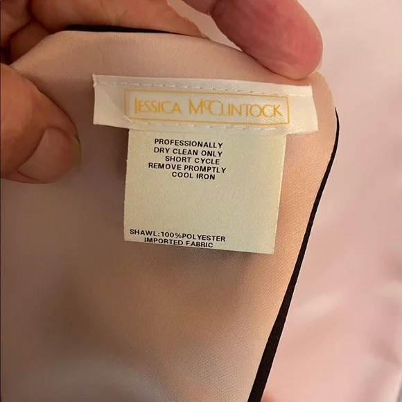 Jessica McClintock Black & Pink Formal Dress with Shawl Length 57” PTP 19”-20” - Picture 10 of 17